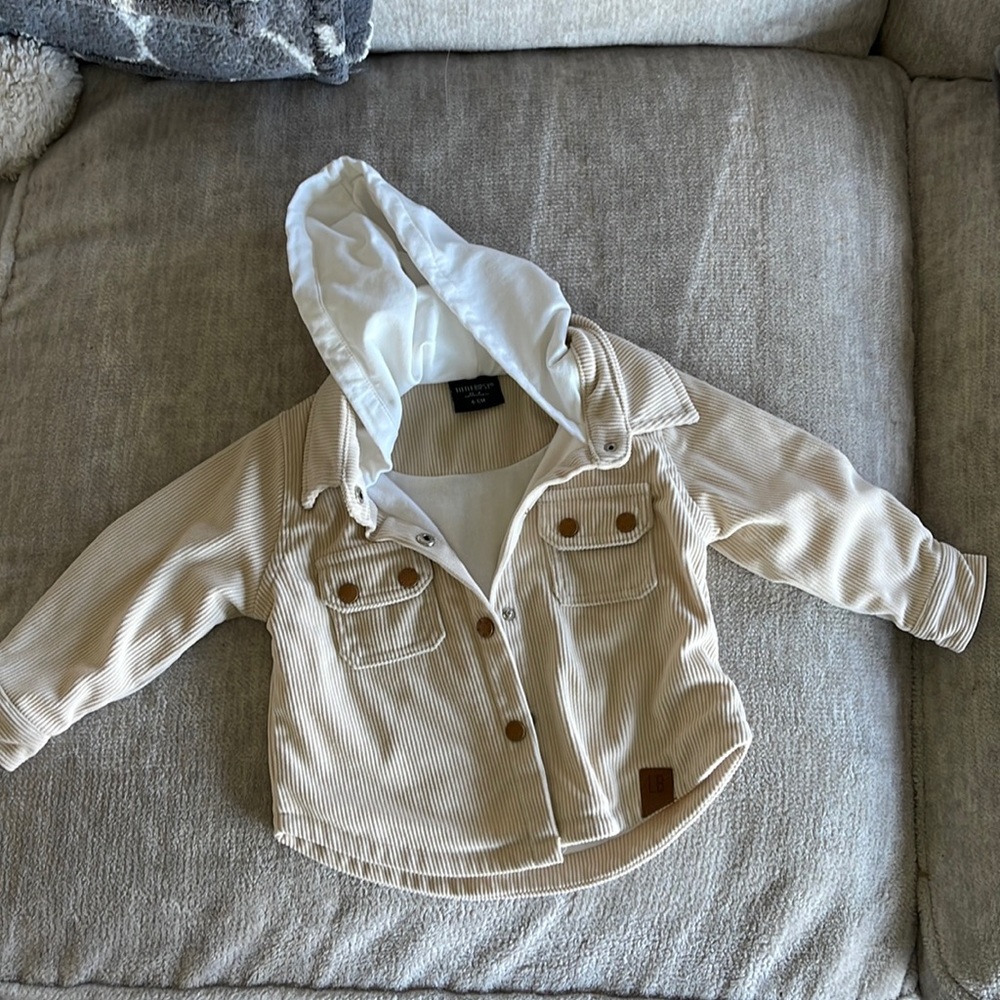 Little Bipsy Cream Hooded Corduroy Jacket